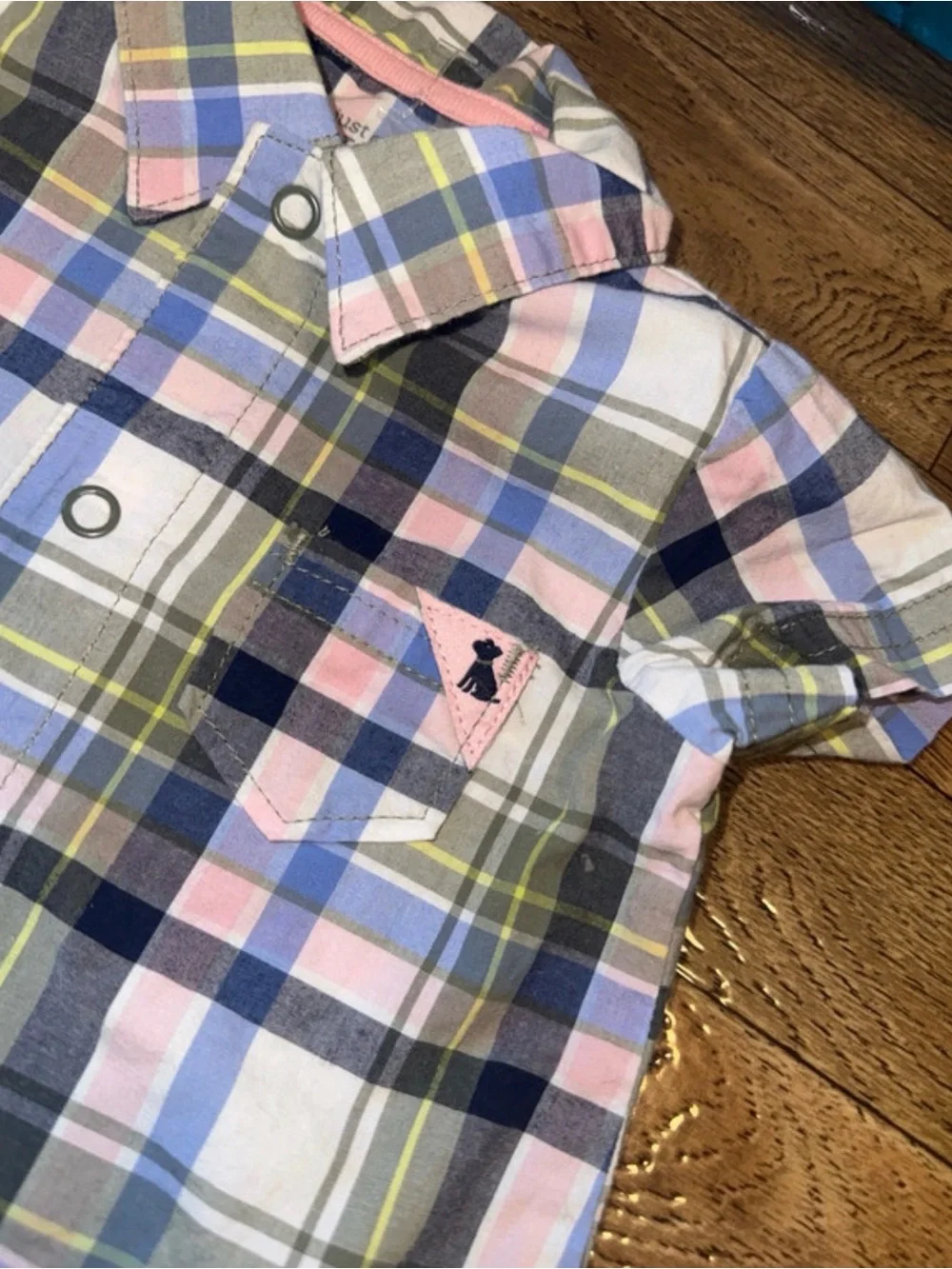 Carter's Plaid Short-Sleeve One-Piece in Pink, Blue & White